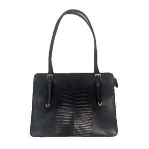 Ralph Lauren Collection Vintage Black Lizard Leather Shoulder Bag Purple Label